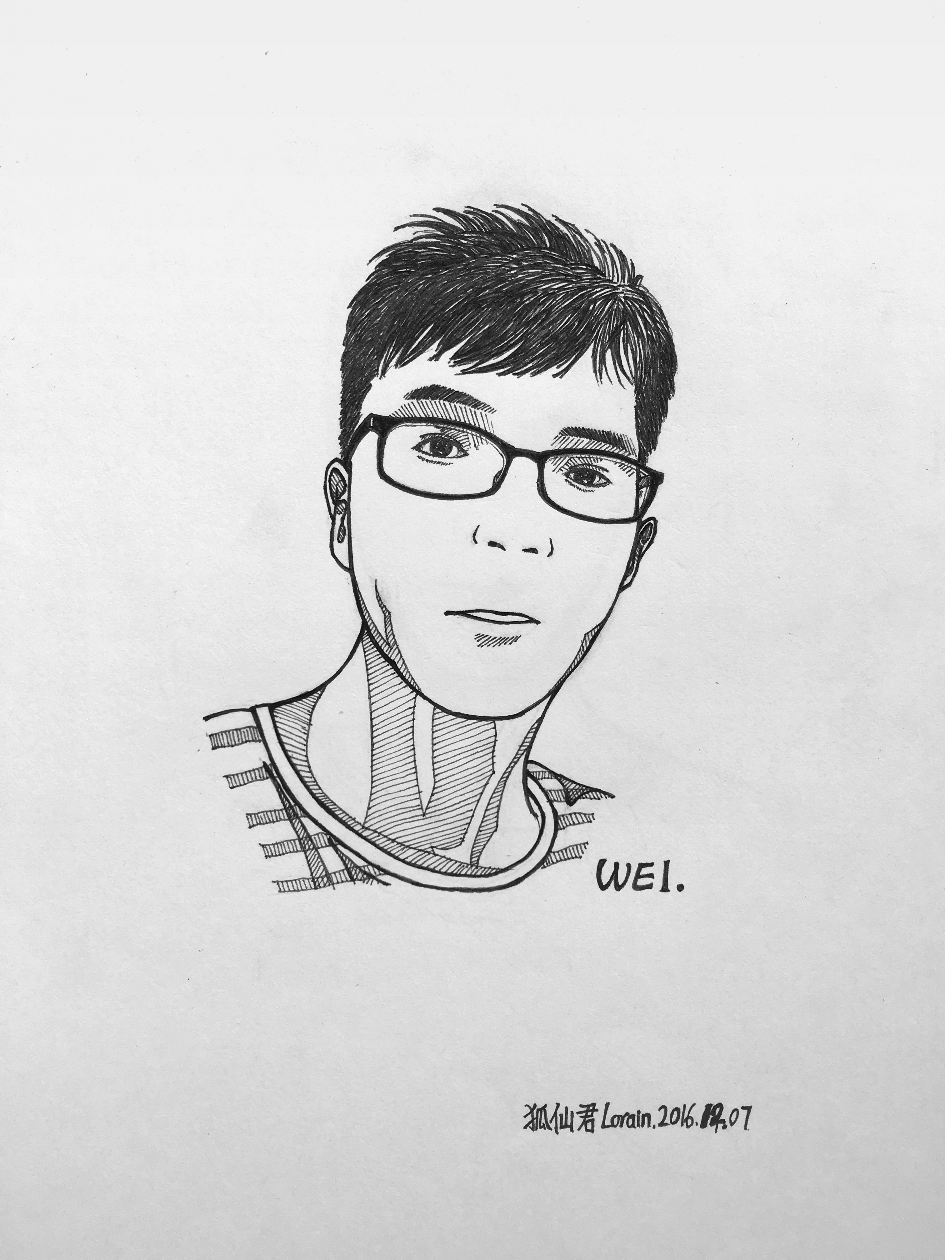 黑白 素描 手绘 插画 男生头像 线稿人物 素描人物