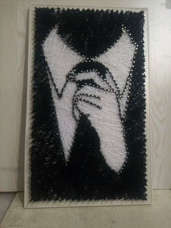 领带男钉子毛线画