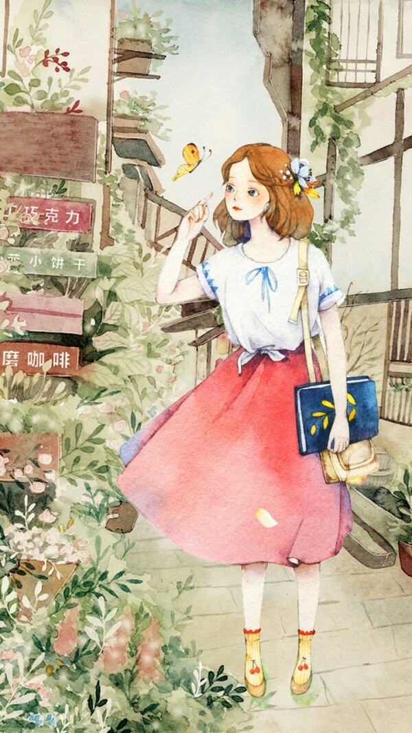水彩少女 水彩小人物 唯美 色彩