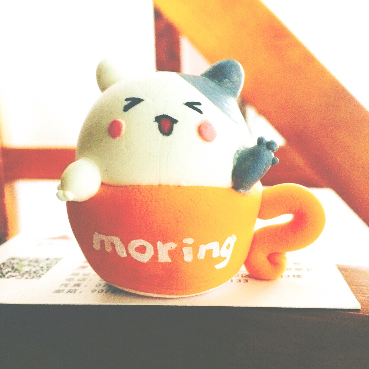 cup cat 茶杯喵茶杯猫 橘色 灰色喵喵 超轻粘土软陶 hallo morning 快