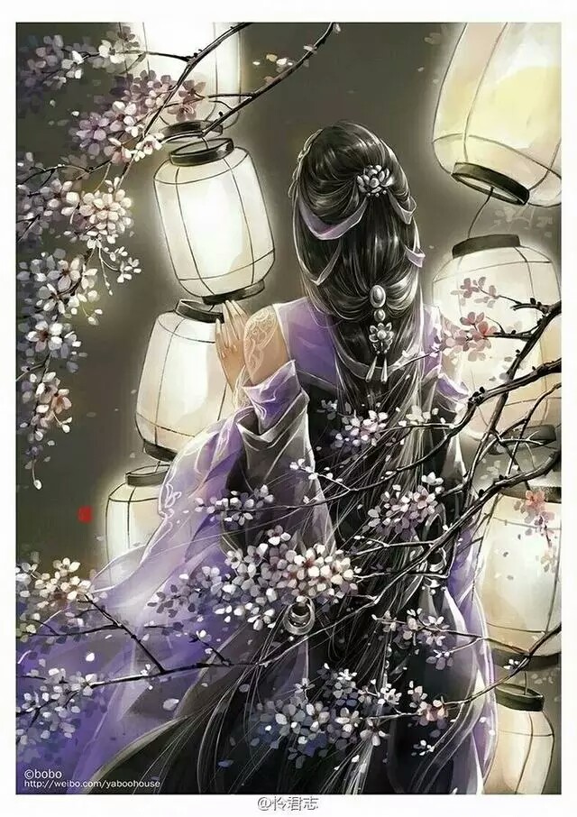 古风 唯美 梦幻 背影 长发 灯 壁纸 古典 女子 美女