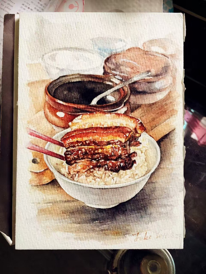 一碗红烧肉-joke1231_水彩,美食,手绘_涂鸦王国插画