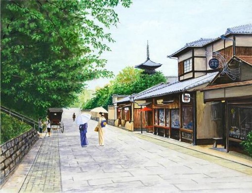 日本插画师hiroki的东京小镇街头建筑水彩
