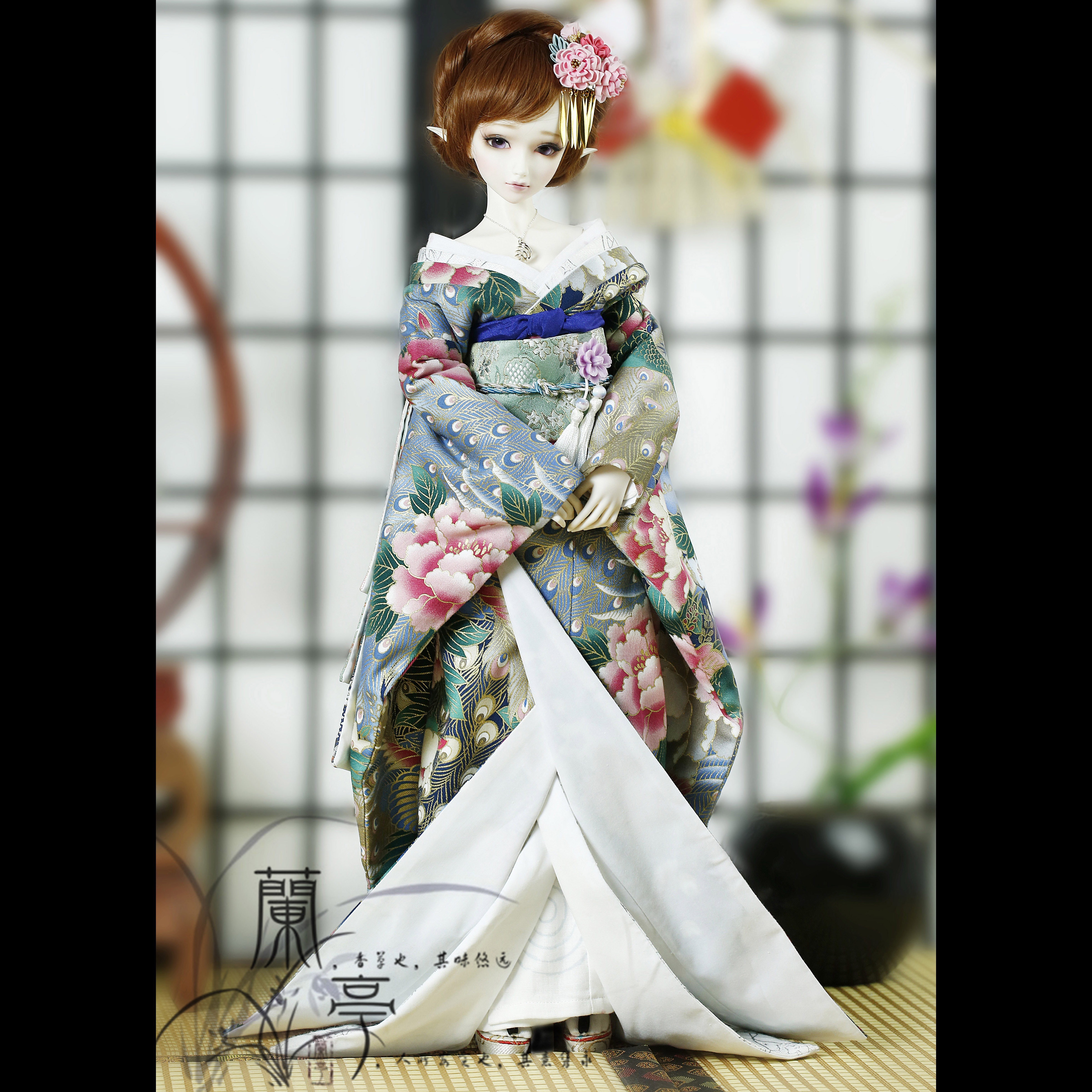 兰亭|bjd/sd娃衣 bjd和服 和风孔雀花魁和服 嵵薇