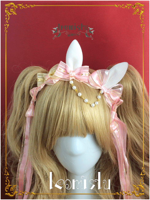 leomistu洛弥手作 兔姬1号 lolita洋装搭配发箍kc 甜系软萌兔耳