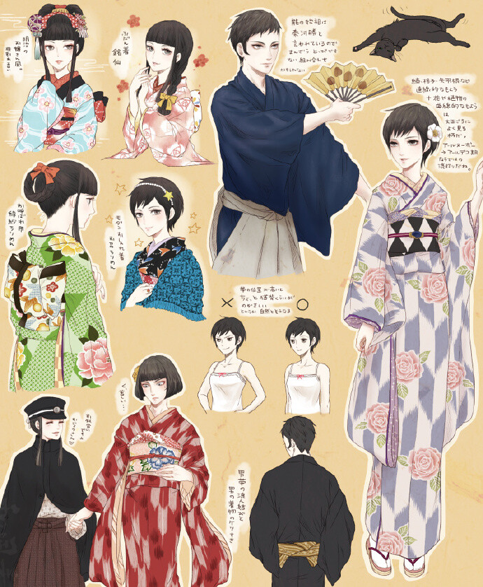 转自微博@团长大人蒂娜分享图片动漫大正风服装素材,非常全面,自己