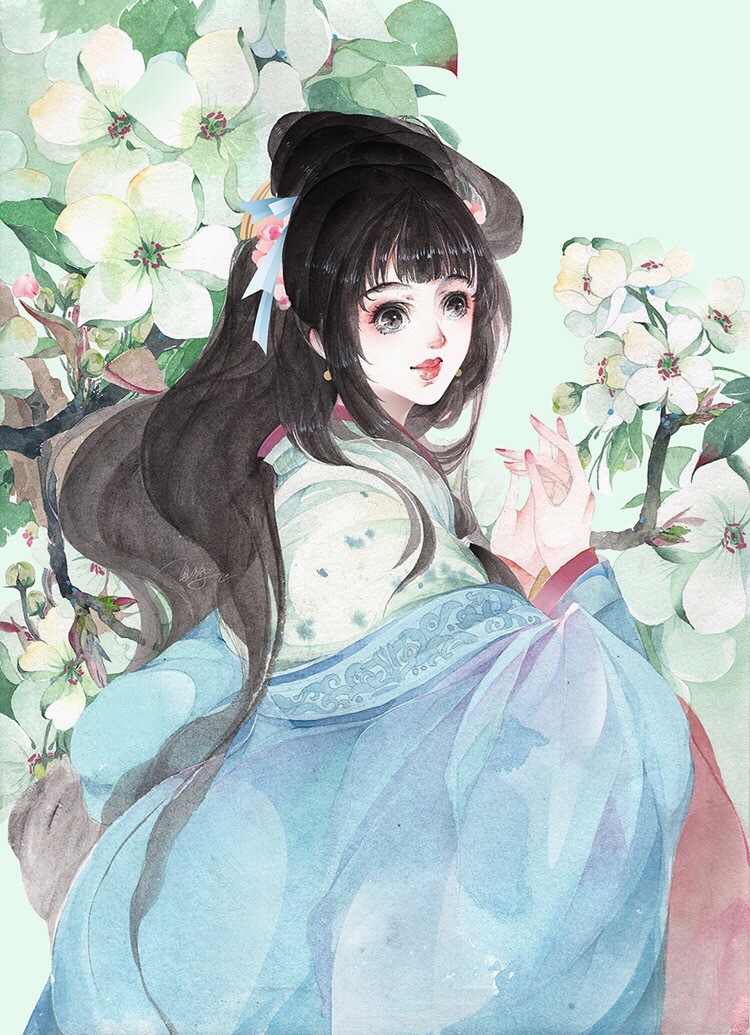 古风水彩美人 〕 作者" 夏静