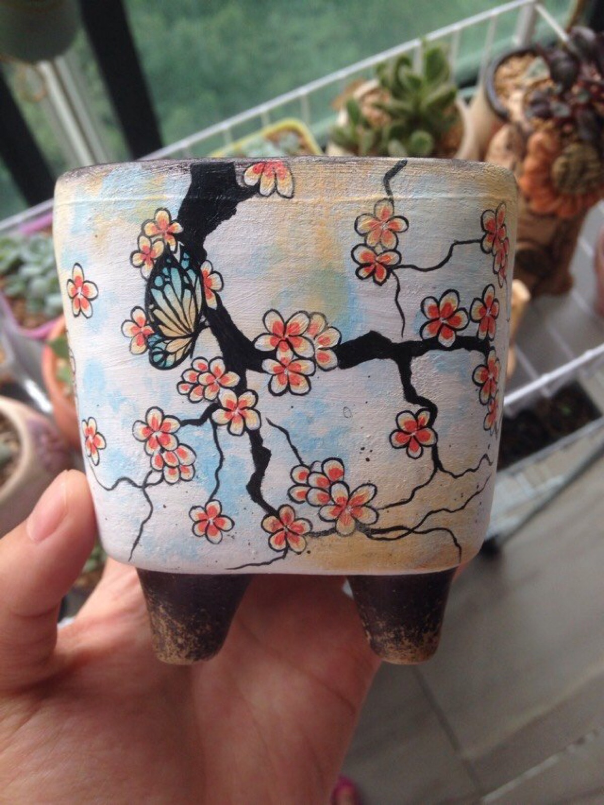 手绘花盆.