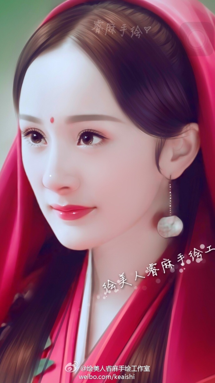 微博:绘美人睿麻手绘工作室杨幂手绘图 三生三世十里桃花 白浅 转绘图