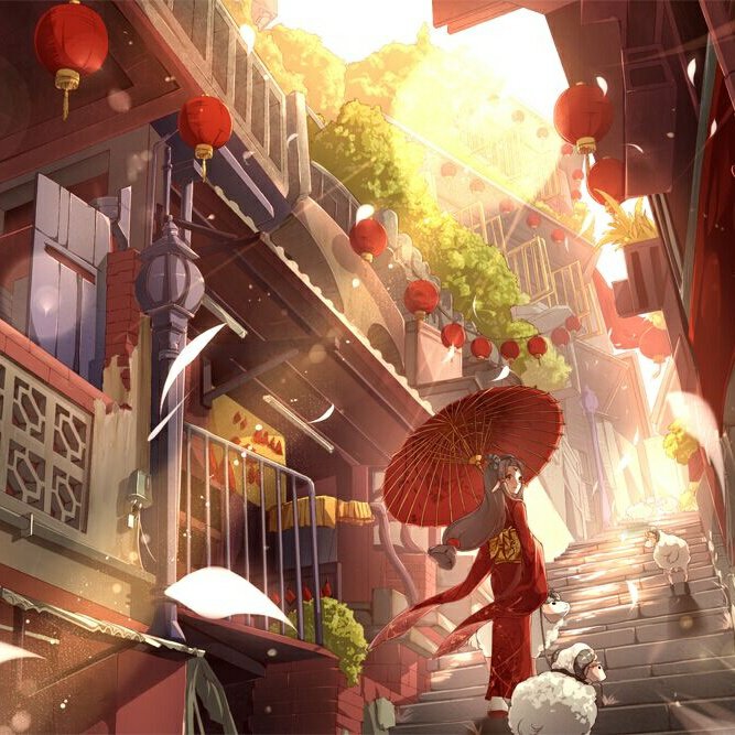 唯美古风,女子,油纸伞,木楼,古街