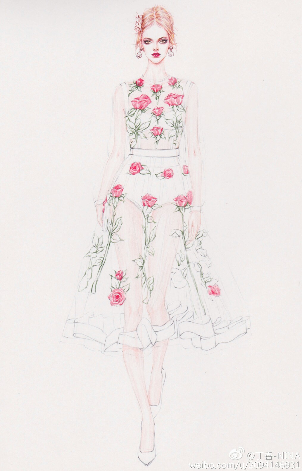 手绘 时装 插画 设计非本人画微博@丁香-nina