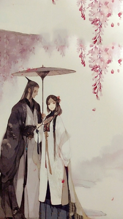 古风壁纸美图,情侣,桃花樱花
