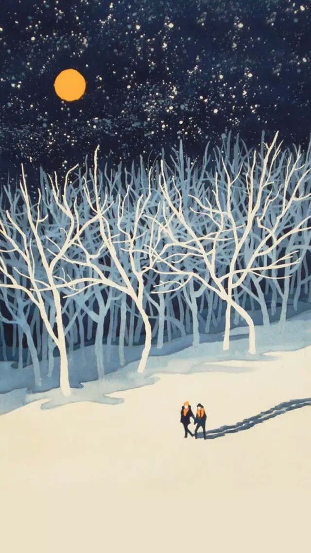 手绘插画锁屏壁纸