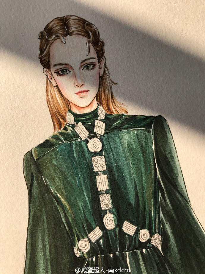 水彩#水彩教程#手绘#插画#时装画#服装设计手稿#服装设计