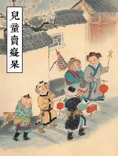 除夕夜儿童提着灯笼