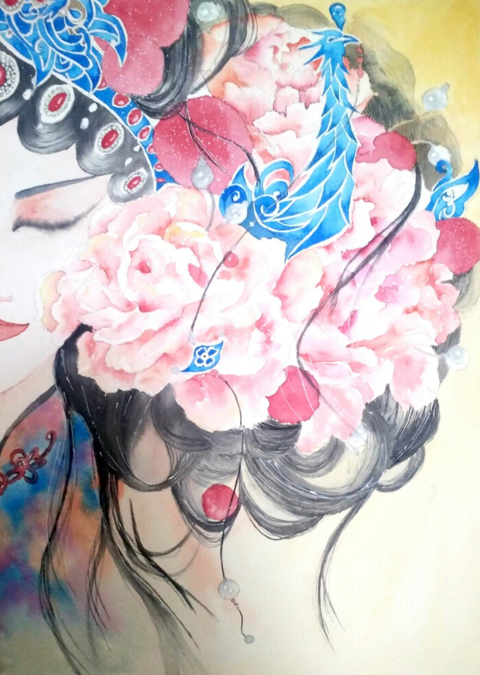 水彩临摹(人物花旦)
