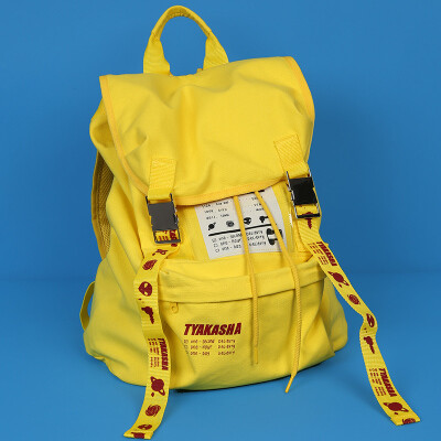 tyakasha塔卡沙宇宙快递系列黄色水洗棉旅行双肩包d60ss