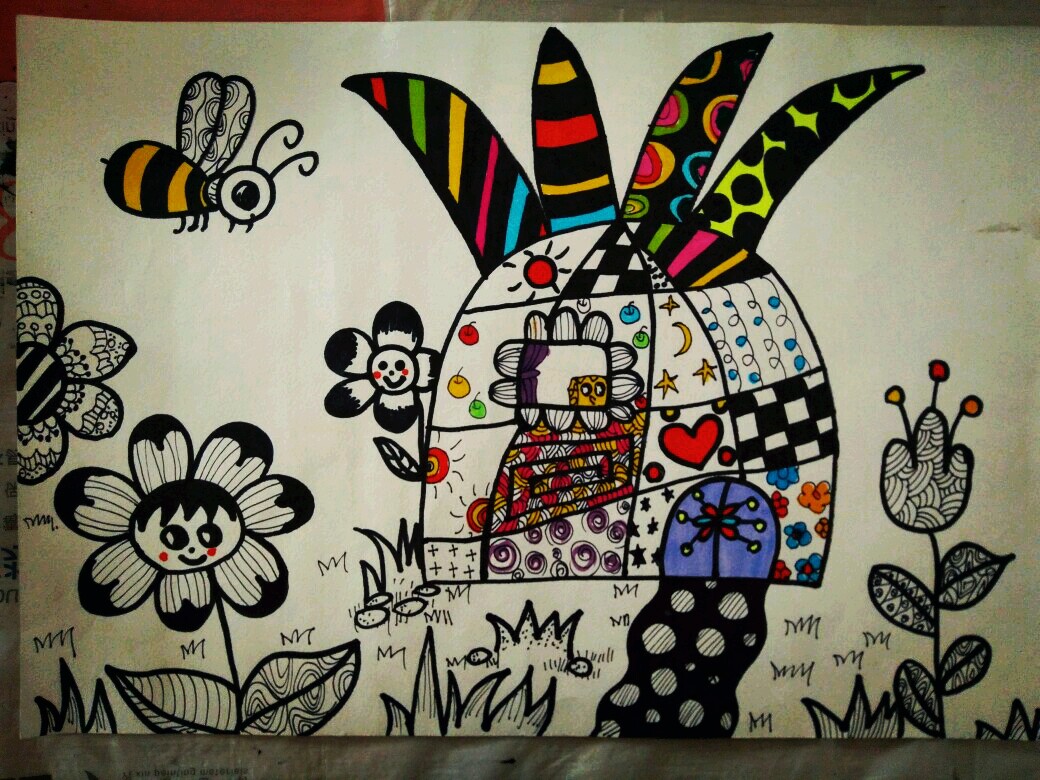 《线描与色彩的结合》线描为主~辅助色彩