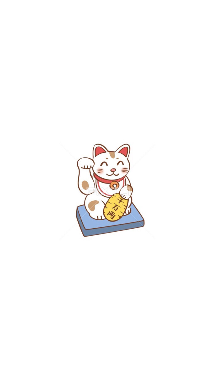 招财猫 平铺 简单 软萌 卡通 可爱 萌物 清新 壁纸