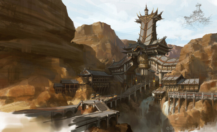 概念设计 游戏场景 cg原画 cg场景 场景原画 cg 中国风建筑 建筑设计