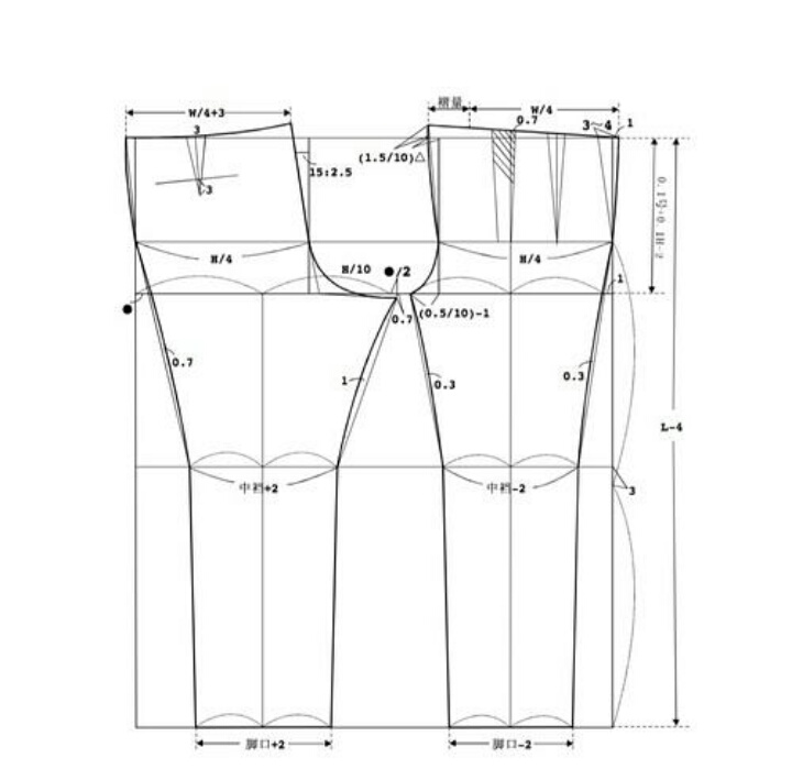 工装裤制版结构图图片