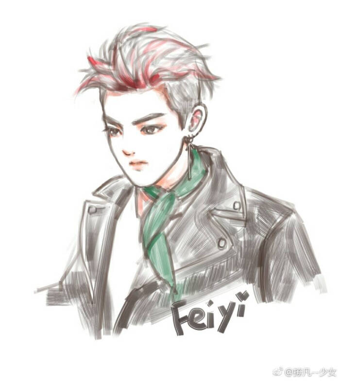 吴亦凡手绘 素描漫画 卡通