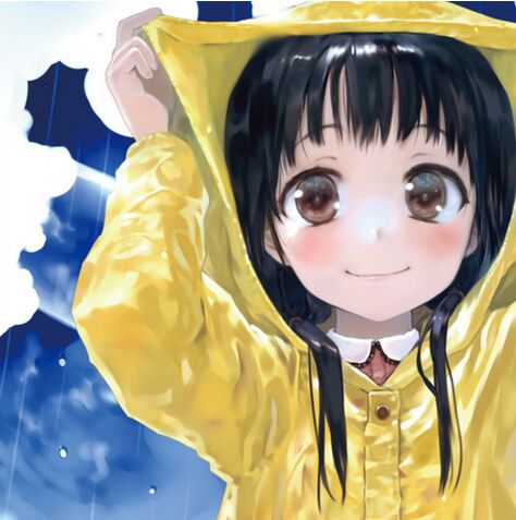 水彩画 小女孩 下雨天