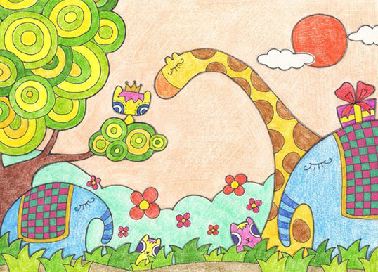 动物王国儿童画简单图片