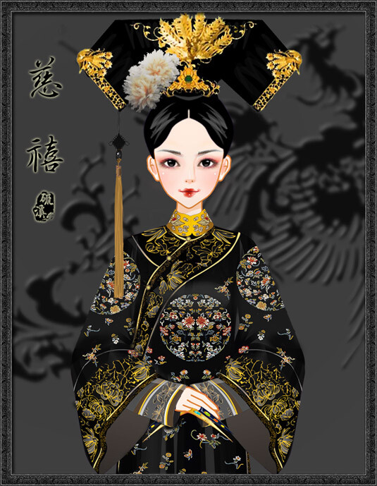 彩虹堂,古风,手绘,美人,清宫