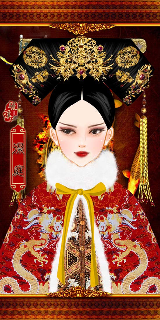 彩虹堂,古风,手绘,美人,清宫