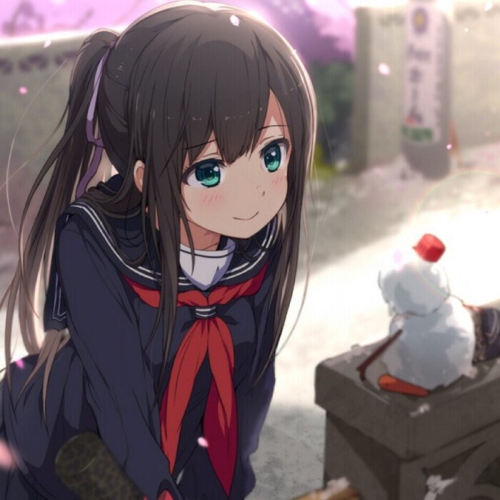动漫#少女#清纯#高清#壁纸#校园#樱花#效果#插画#春季#萝莉