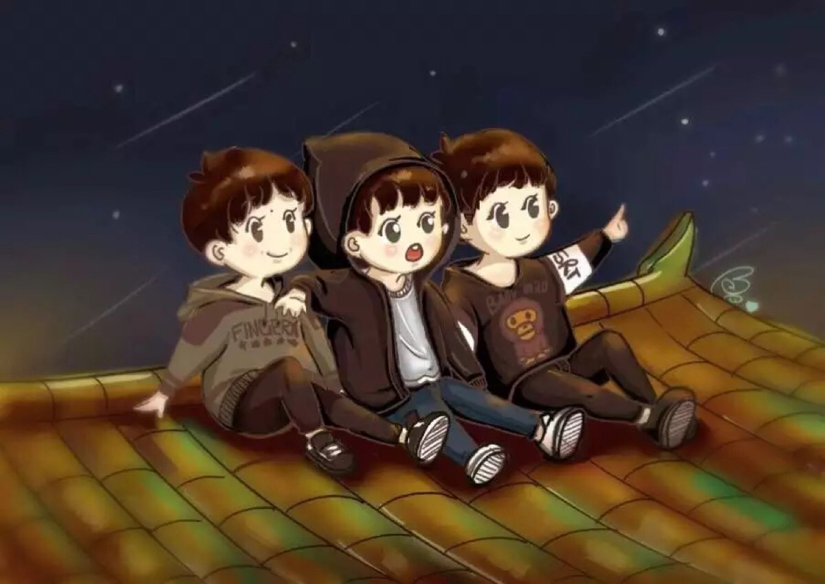 tfboys-四叶草-q版-手绘-壁纸