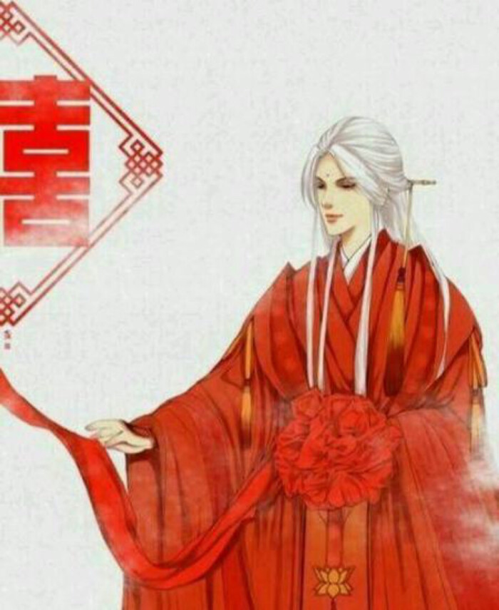 婚礼男头像古风银发男