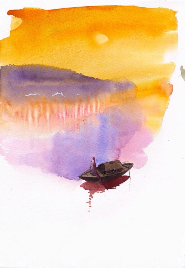 水彩插画 古风 留白 意境