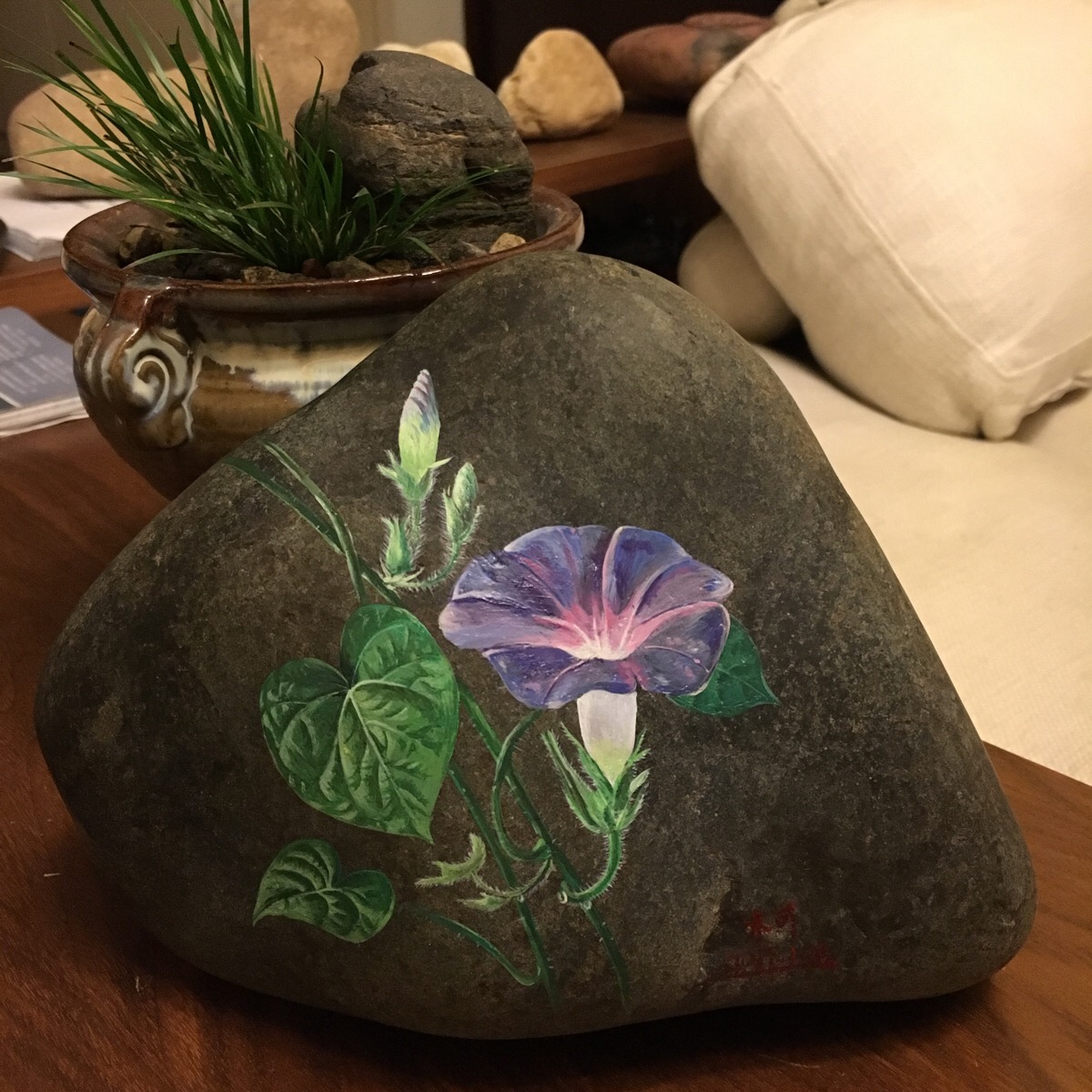 石头画(牵牛花)