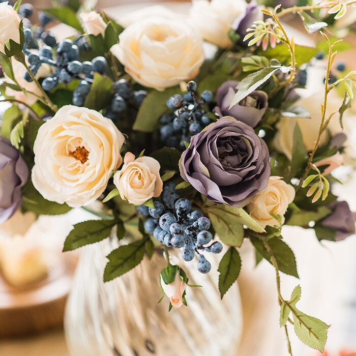 掬涵清醒纪 蔷薇浆果仿真花 花束花艺套装手捧花插花装饰新娘