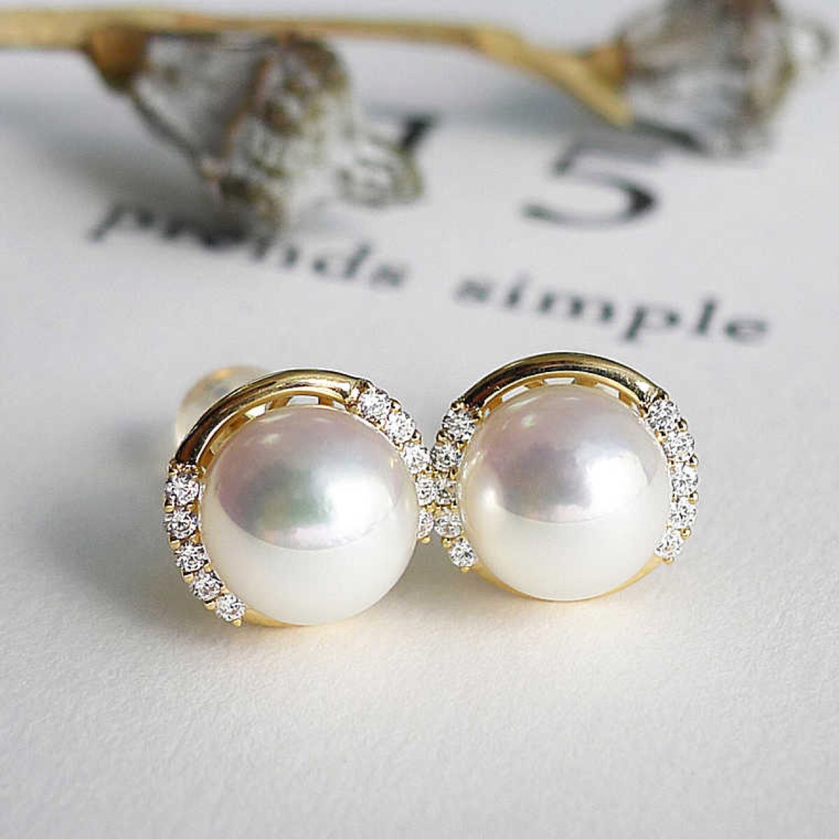 日本akoya海水珍珠耳钉耳环,美腻