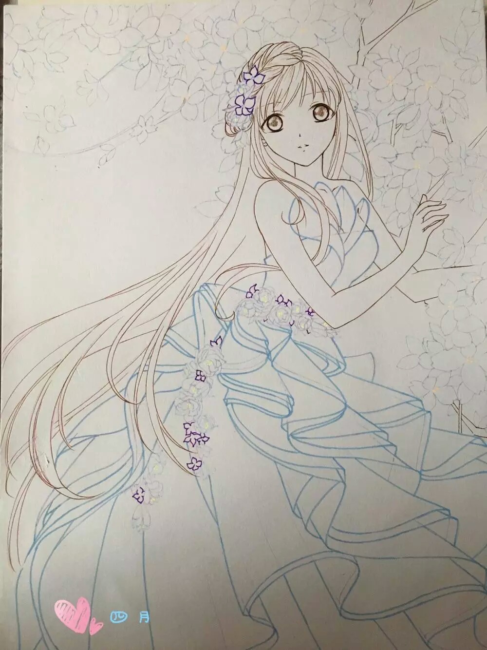 奇迹暖暖 手游 同人 马克笔 手绘 插画 线稿 动漫 梦中婚礼 (来自——