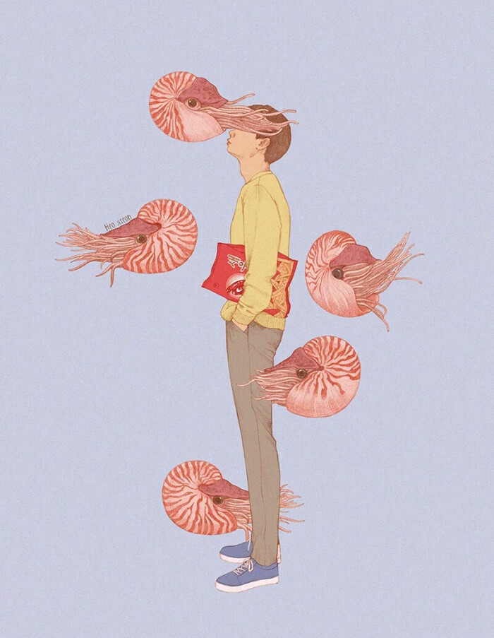 韩国插画师heojiseon很有意境 想象 以大多数女生为主题