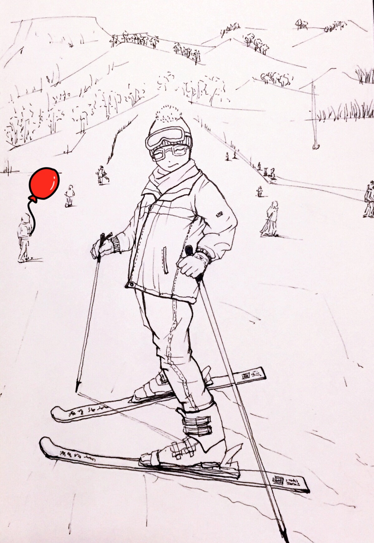 滑雪图片素描图片