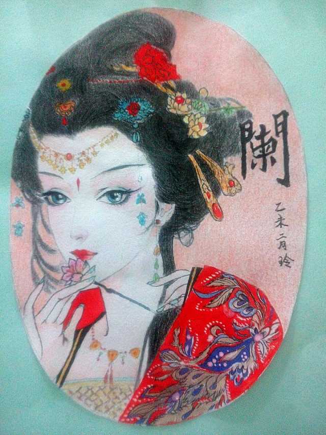 美人图 手绘 插画 古典