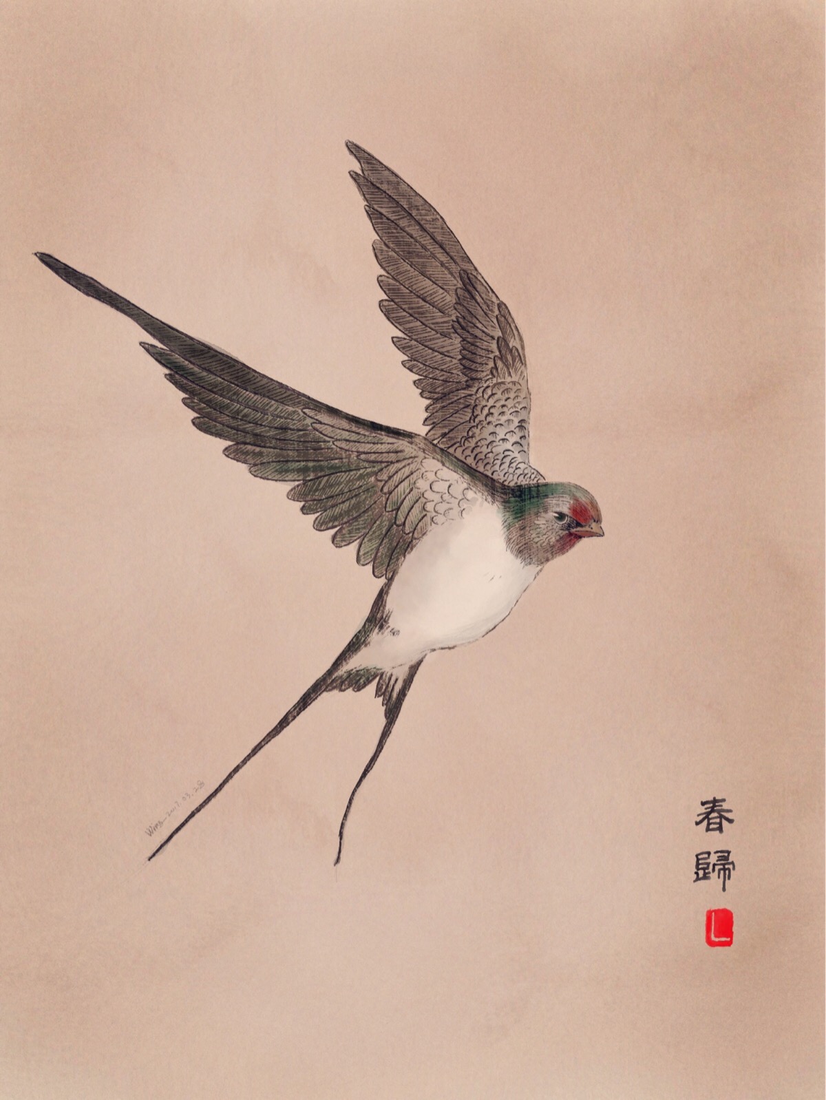 开始迷上了中国工笔,没笔墨宣纸,没三矾九染的工力,ipad上防画一个