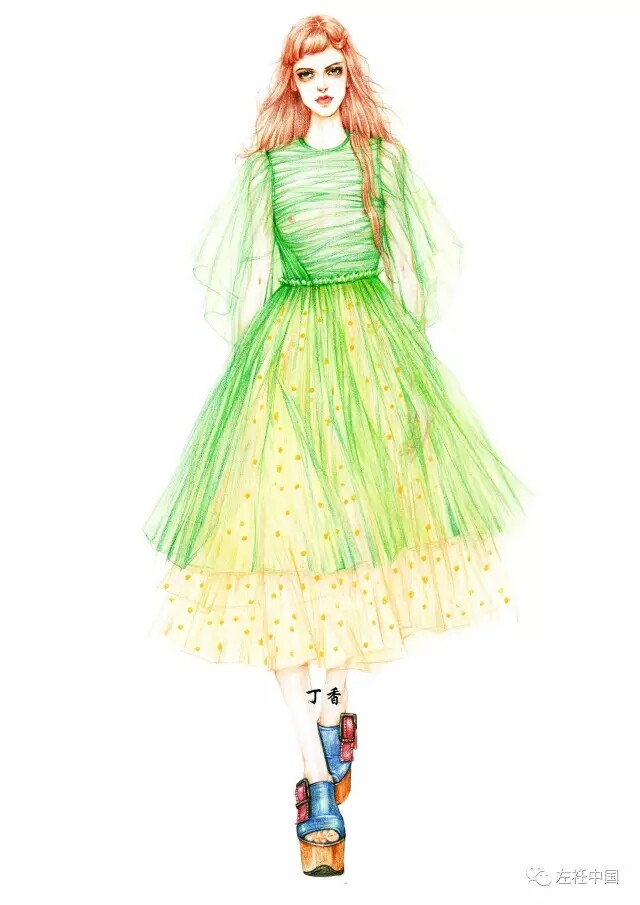 丁香~服装画彩铅表现手法鉴赏临摹