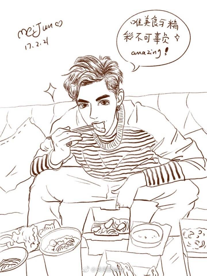吴亦凡手绘 素描漫画 卡通 插画
