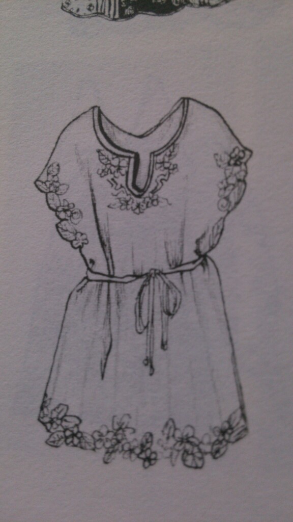 素描古风女子裙装图片
