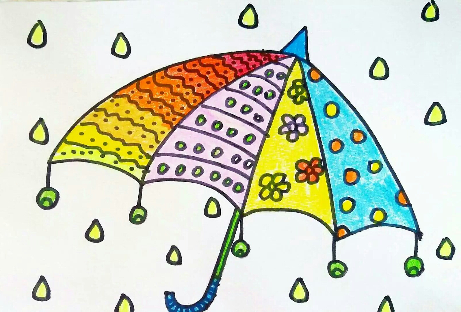 小花伞图片画法图片
