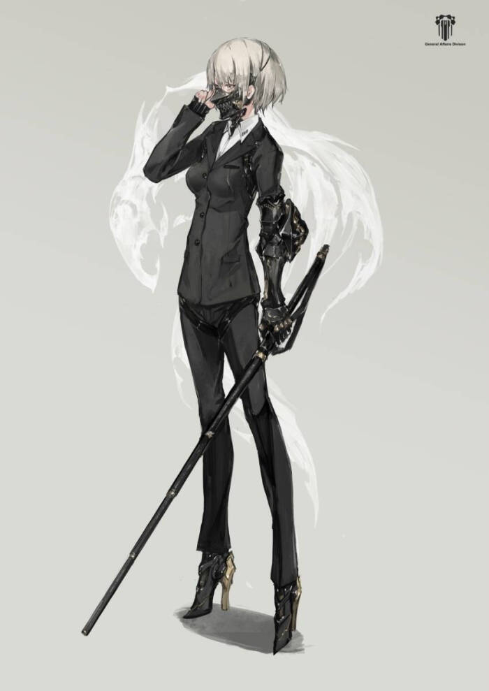 pixiv画师【neco】插画【无题】 二次元 武器 少女 黑白 唯美 壁纸