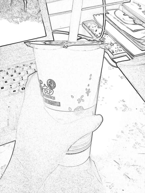 奶茶的素描画法图片