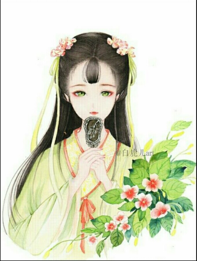古风水彩美人 〕作者" 白鹿儿art