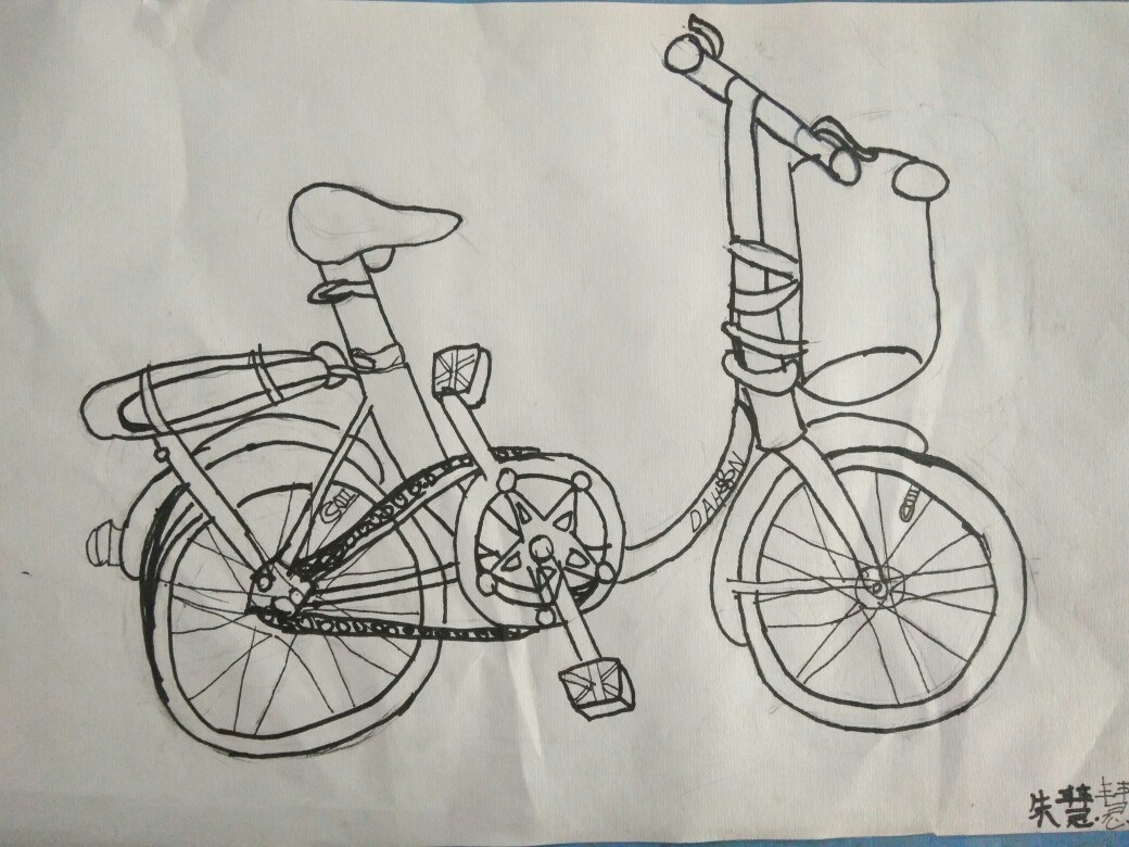 自行车铅笔画画图片图片